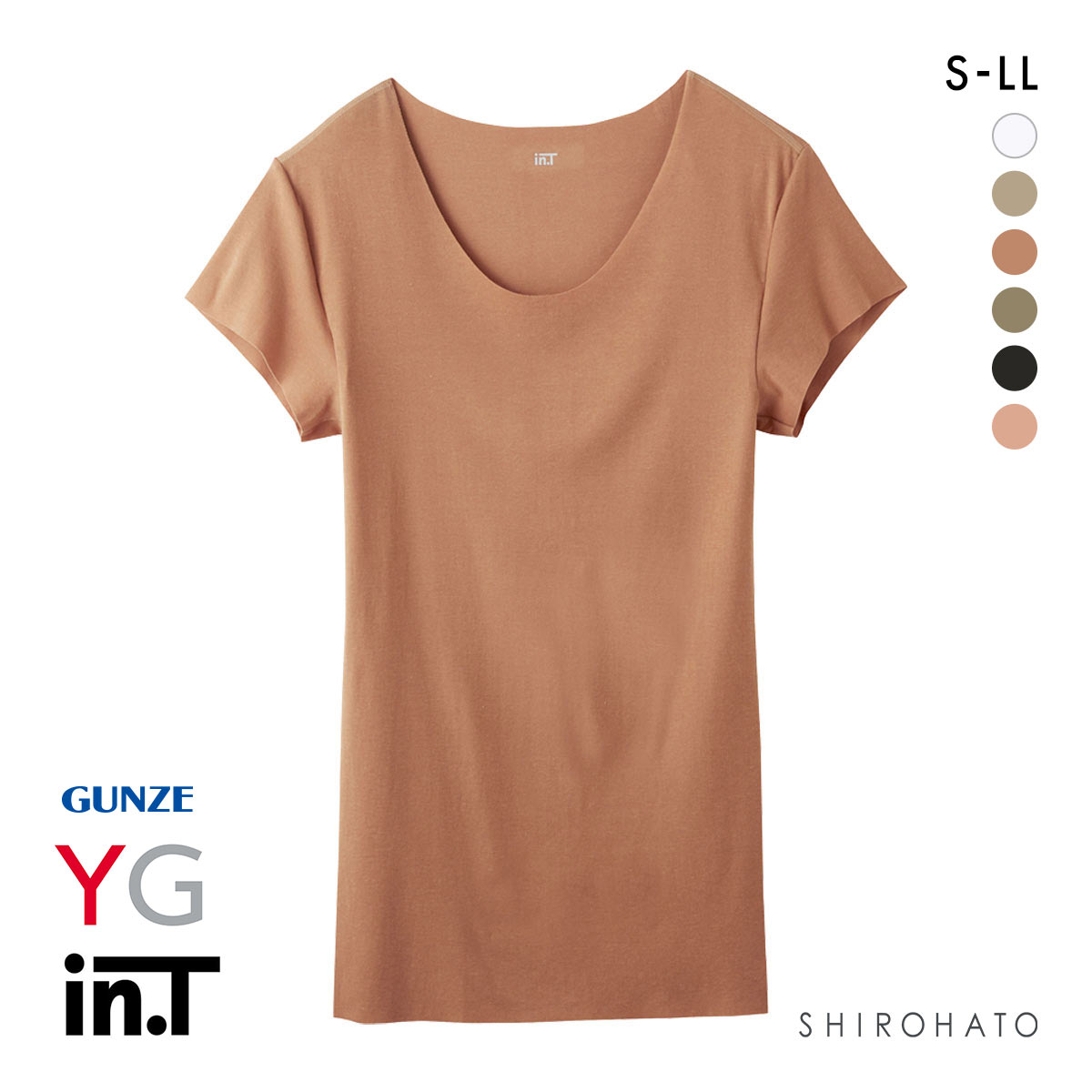 グンゼ GUNZE ワイジー YG カットオフ インティー in.T クルーネック 半袖 Tシャツ インナー 脇汗 汗取りパッド付き メンズ(DOR-濃オレンジ-S)