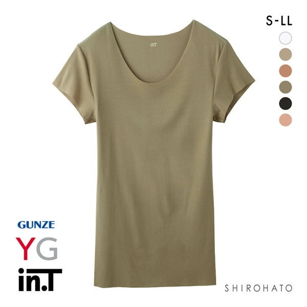 グンゼ GUNZE ワイジー YG カットオフ インティー in.T クルーネック 半袖 Tシャツ インナー 脇汗 汗取りパッド付き メンズ