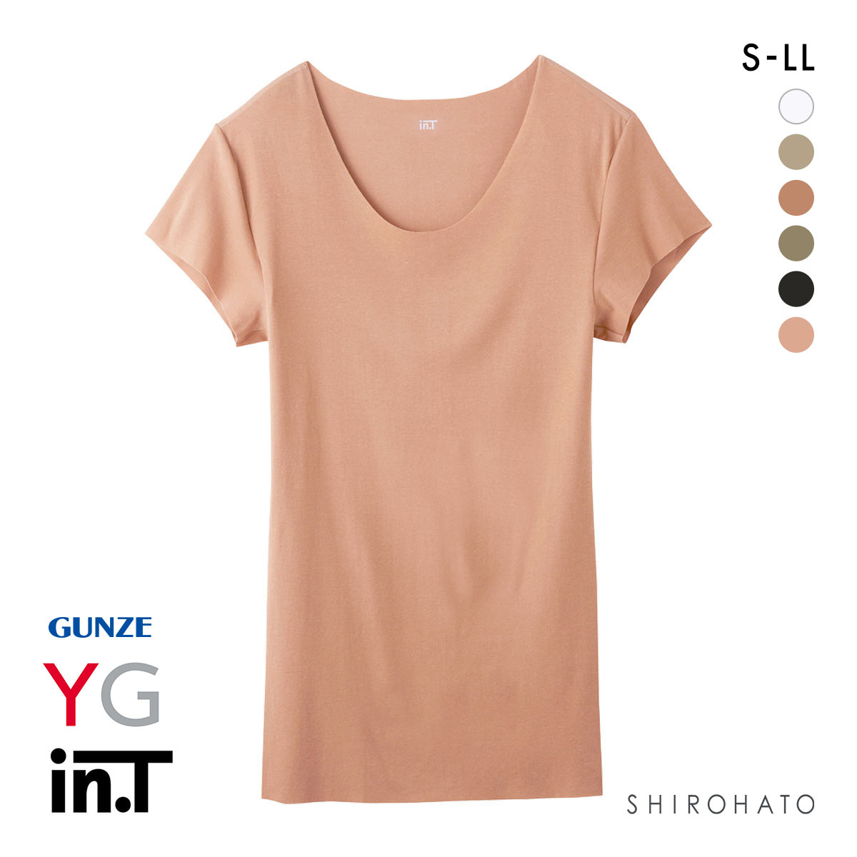 グンゼ GUNZE ワイジー YG カットオフ インティー in.T クルーネック 半袖 Tシャツ インナー 脇汗 汗取りパッド付き メンズ(PS-スモークピンク-S)