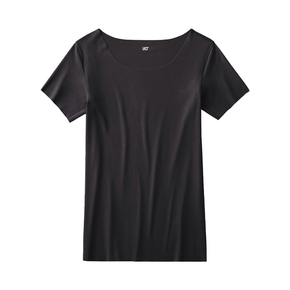 グンゼ GUNZE ワイジー YG インティー in.T ボートネック対応 3分袖シャツ メンズ 汗取りインナー 脇汗対策(BK-ブラック-M)