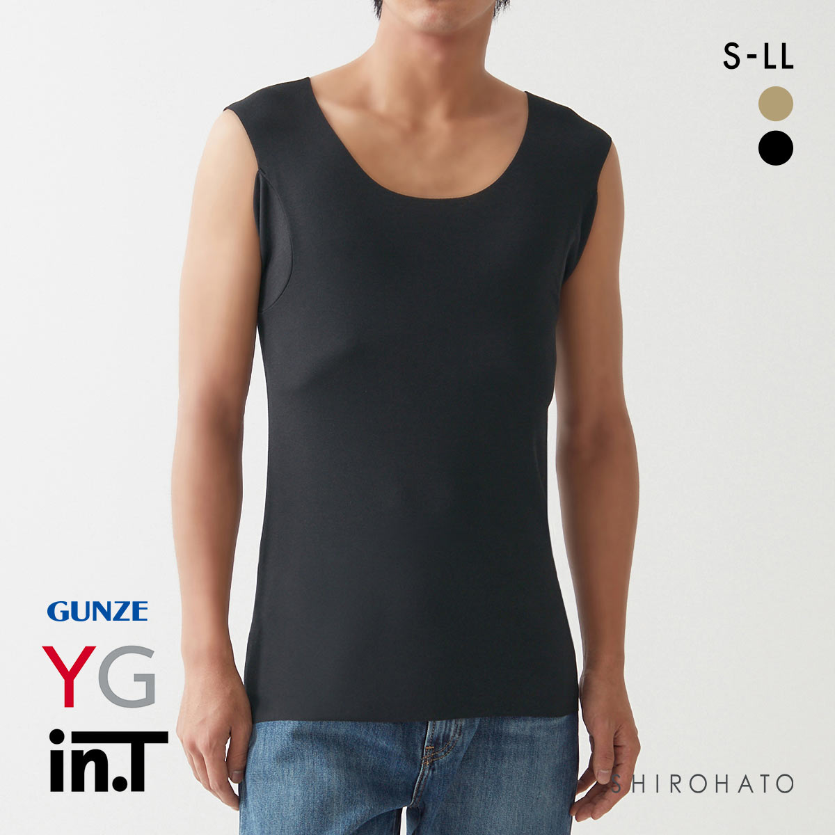 グンゼ GUNZE ワイジー YG インティー in.T タンクトップ 汗取りパッド強化 脇汗対策 三層構造 日本製 YV2819(BK-ブラック-S)