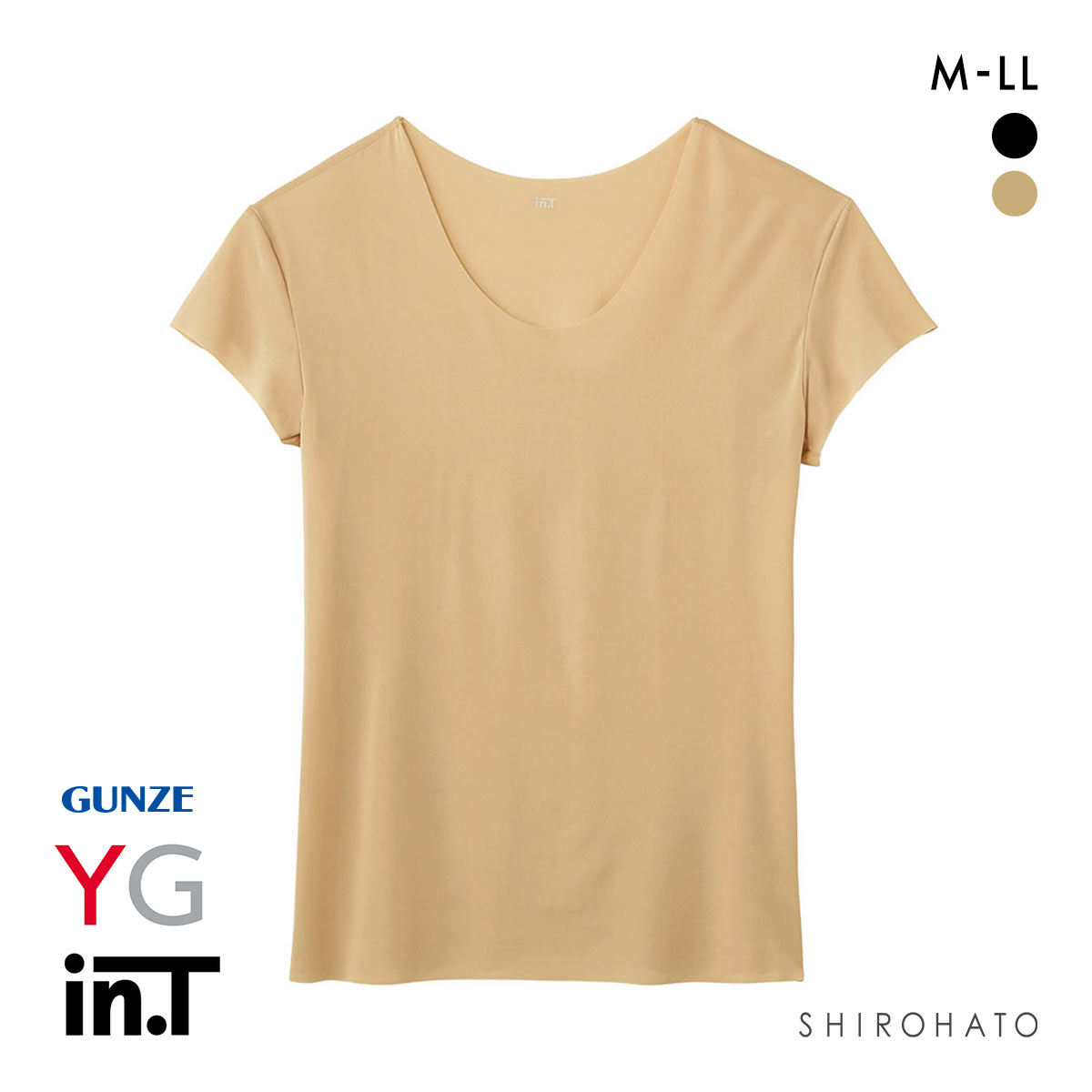グンゼ GUNZE ワイジー YG インティー in.T 半袖 Tシャツ カットオフ クルーネック 超軽量 超速乾 汗取りインナー 脇汗対策(BE-ベージュ-M)