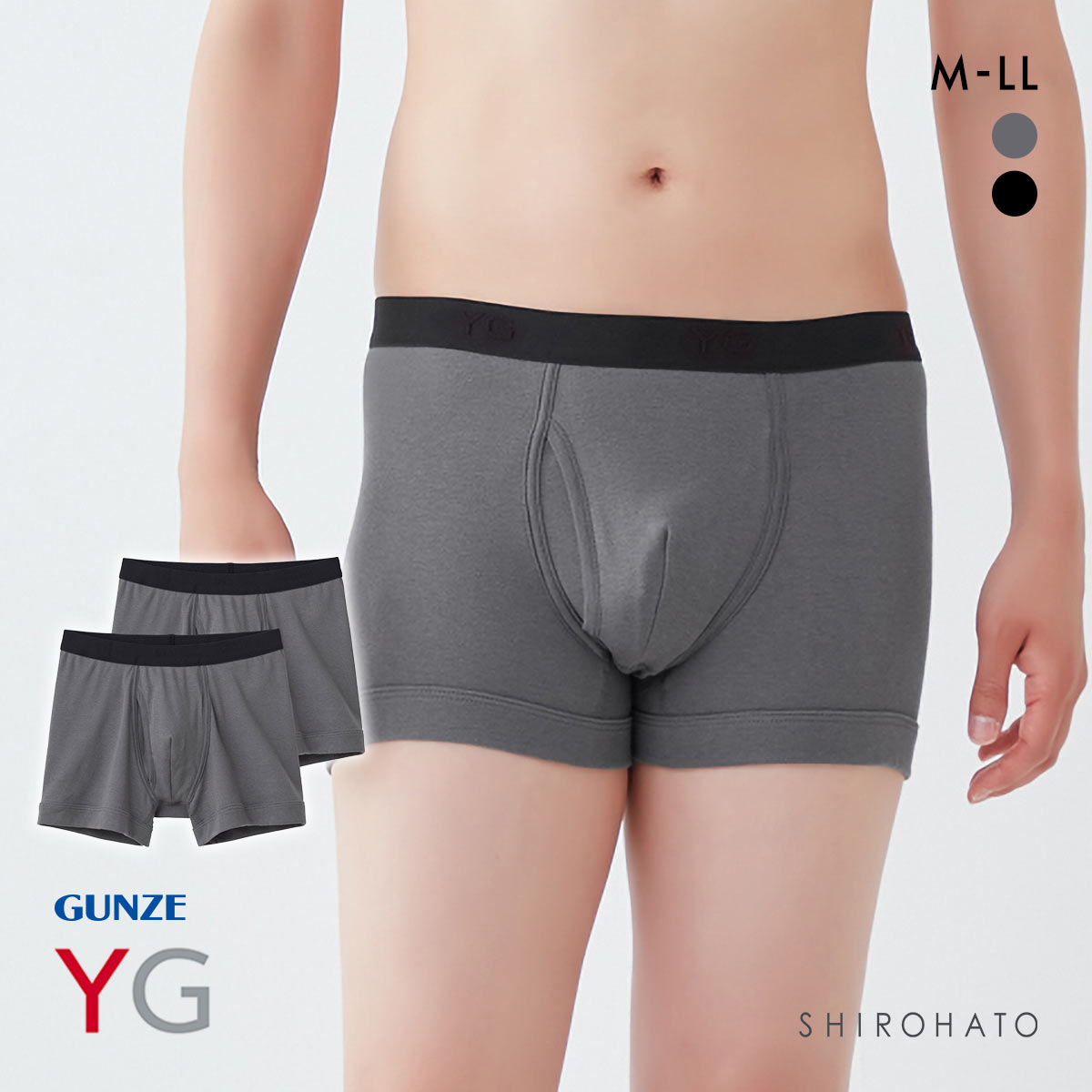 グンゼ YG 100％コットン ボクサーブリーフ 2枚セット メンズ 前あき 大きいサイズ GUNZE ワイジー(CGY-チャコールグレー-M)
