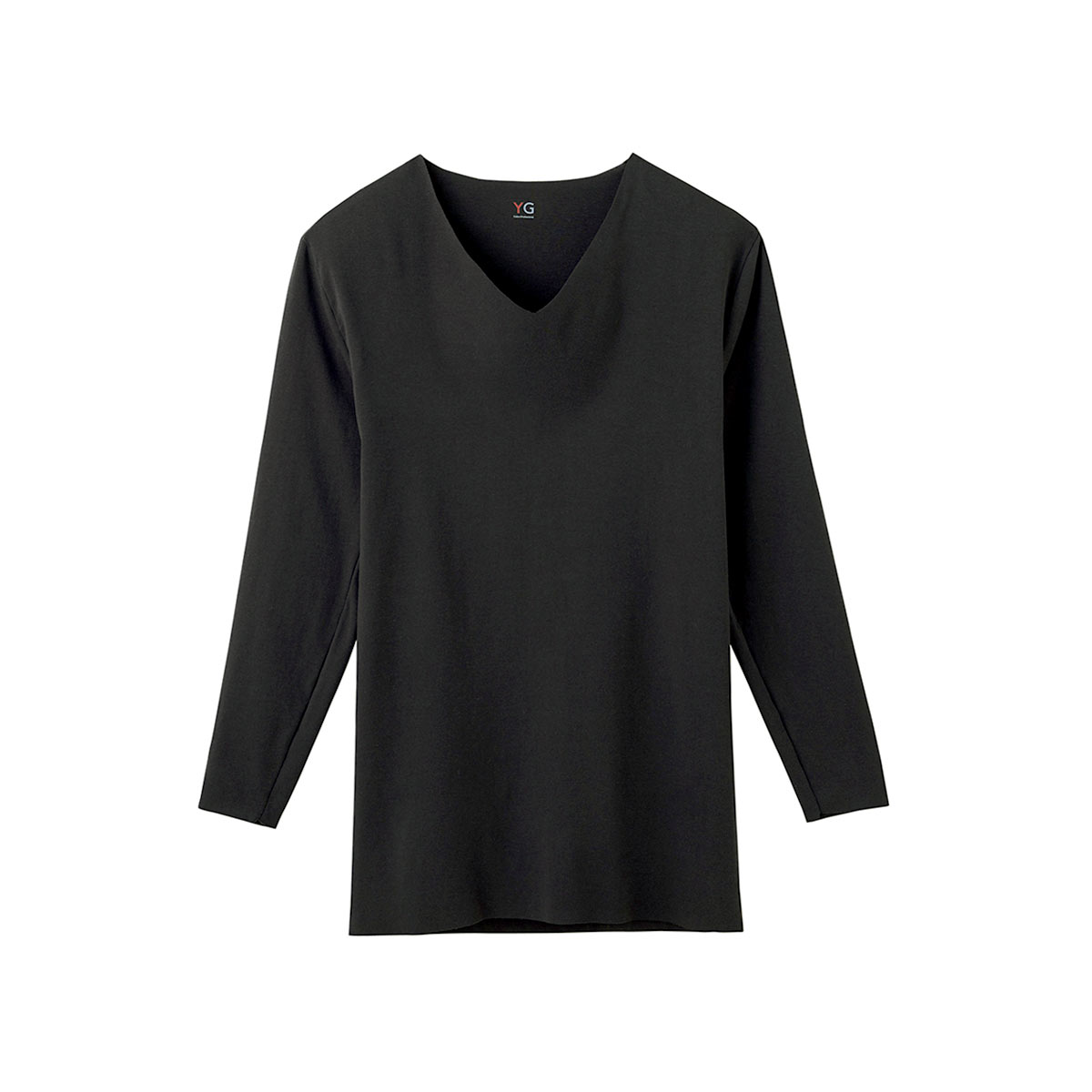 グンゼ GUNZE ワイジー YG HOT-ON COTTON ホットオンコットン 9分袖 シャツ インナー 長袖 カットオフ Vネック YV7109(BK-ブラック-M)