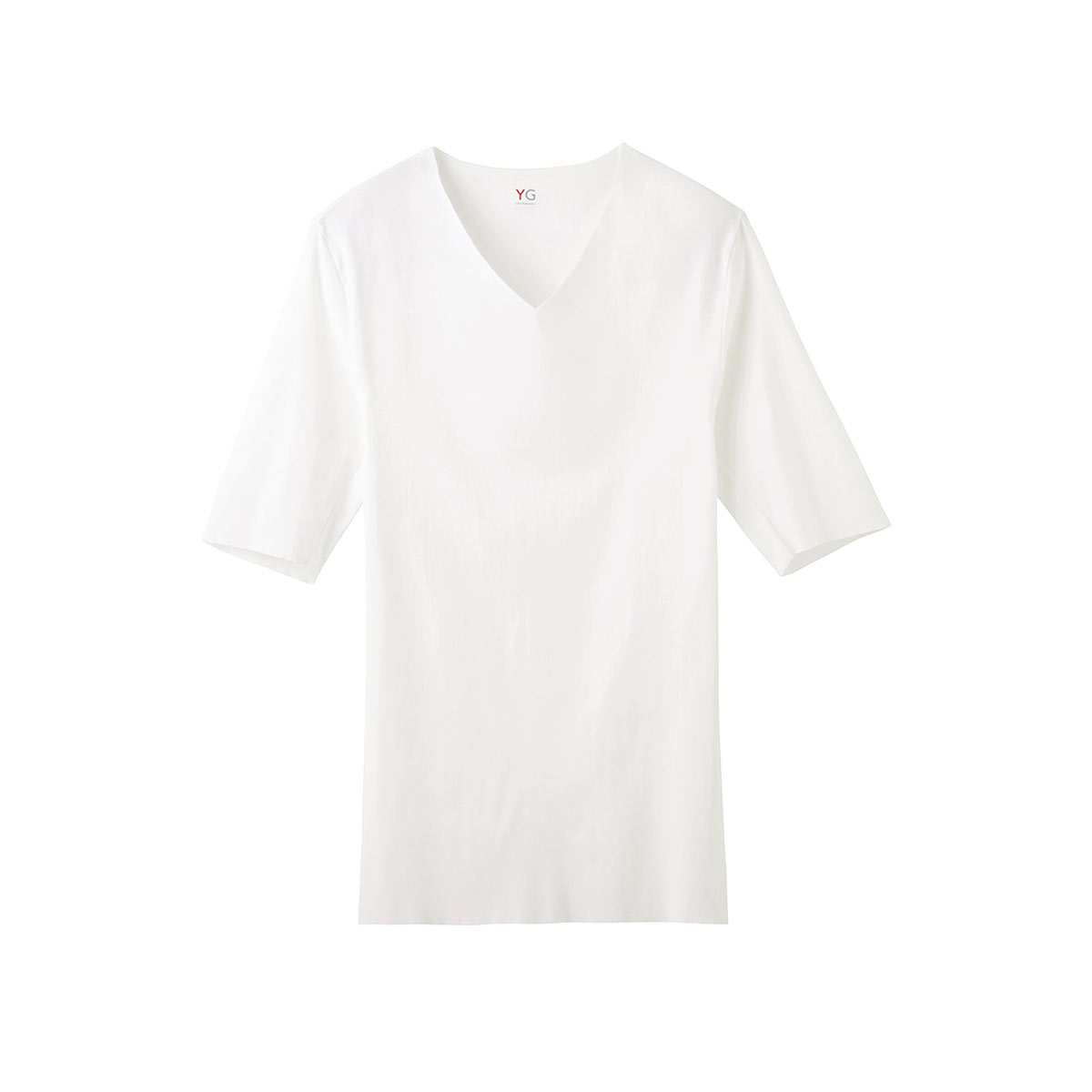 グンゼ GUNZE ワイジー YG HOT-ON COTTON ホットオンコットン 5分袖 Tシャツ 半袖 インナー カットオフ Vネック YV7111(WH-ホワイト-M)
