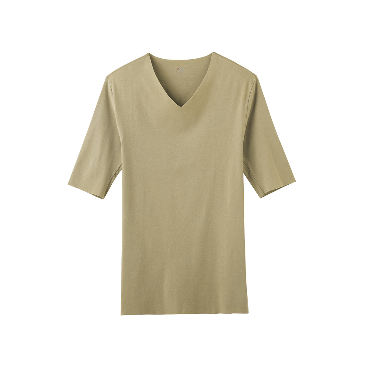 グンゼ GUNZE ワイジー YG HOT-ON COTTON ホットオンコットン 5分袖 Tシャツ 半袖 インナー カットオフ Vネック YV7111(BE-ベージュ-M)