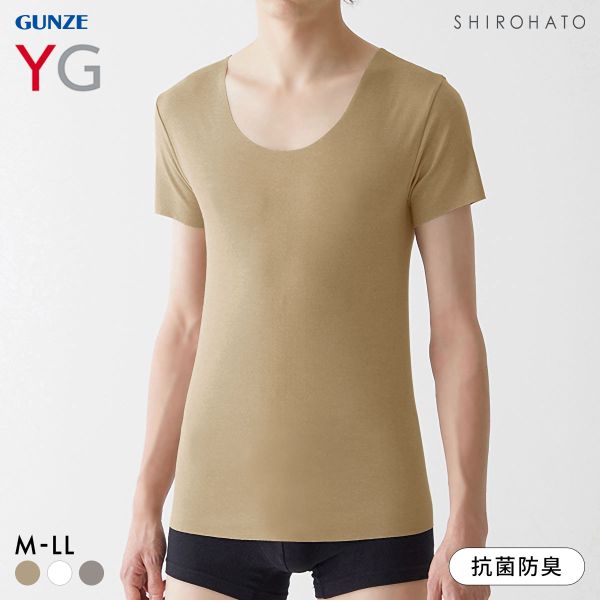 グンゼ YG カットオフ クルーネックTシャツ メンズ GUNZE ワイジー 定番 大きさサイズ(DBE-濃ベージュ-M)