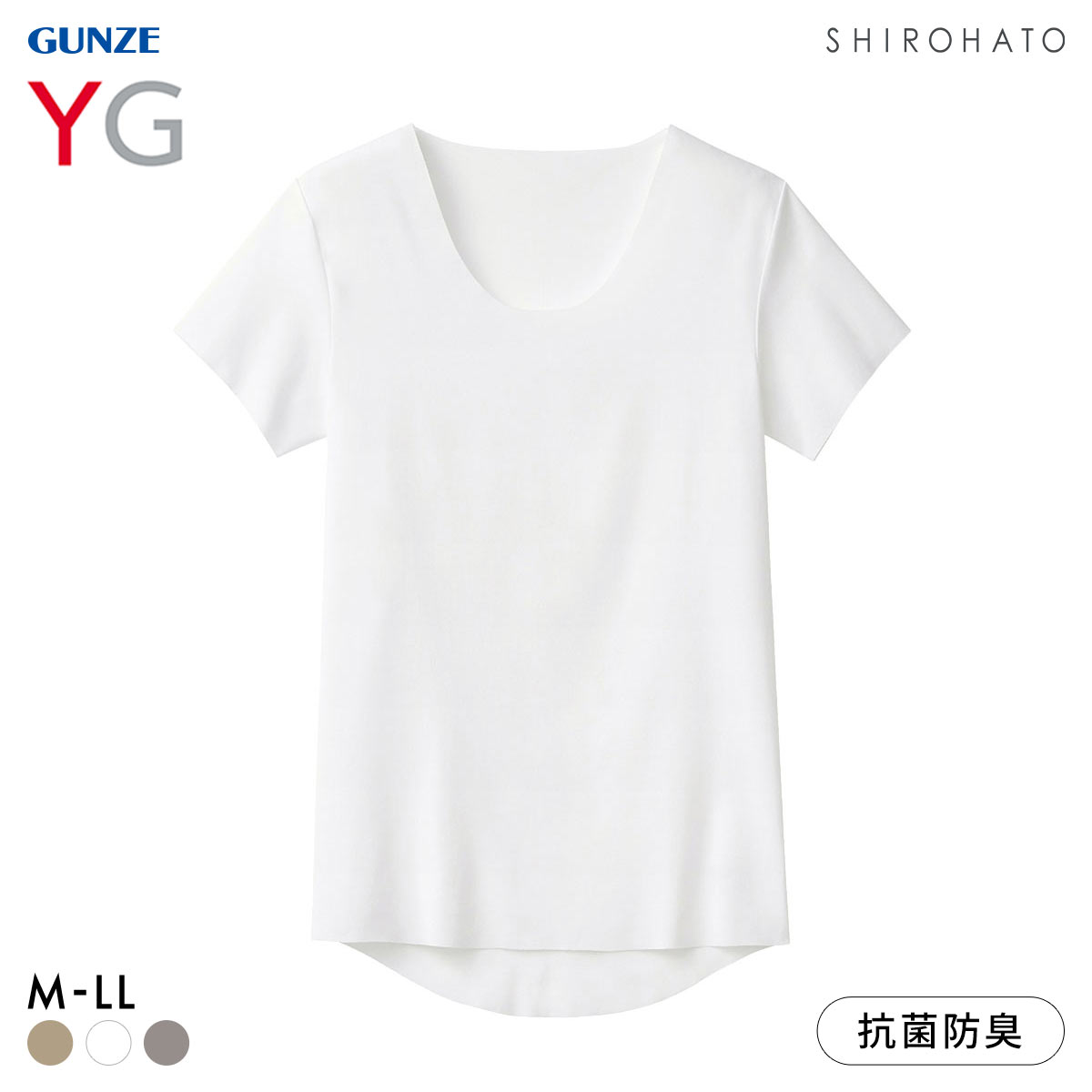 グンゼ YG カットオフ クルーネックTシャツ メンズ GUNZE ワイジー 定番 大きさサイズ(WH-ホワイト-M)