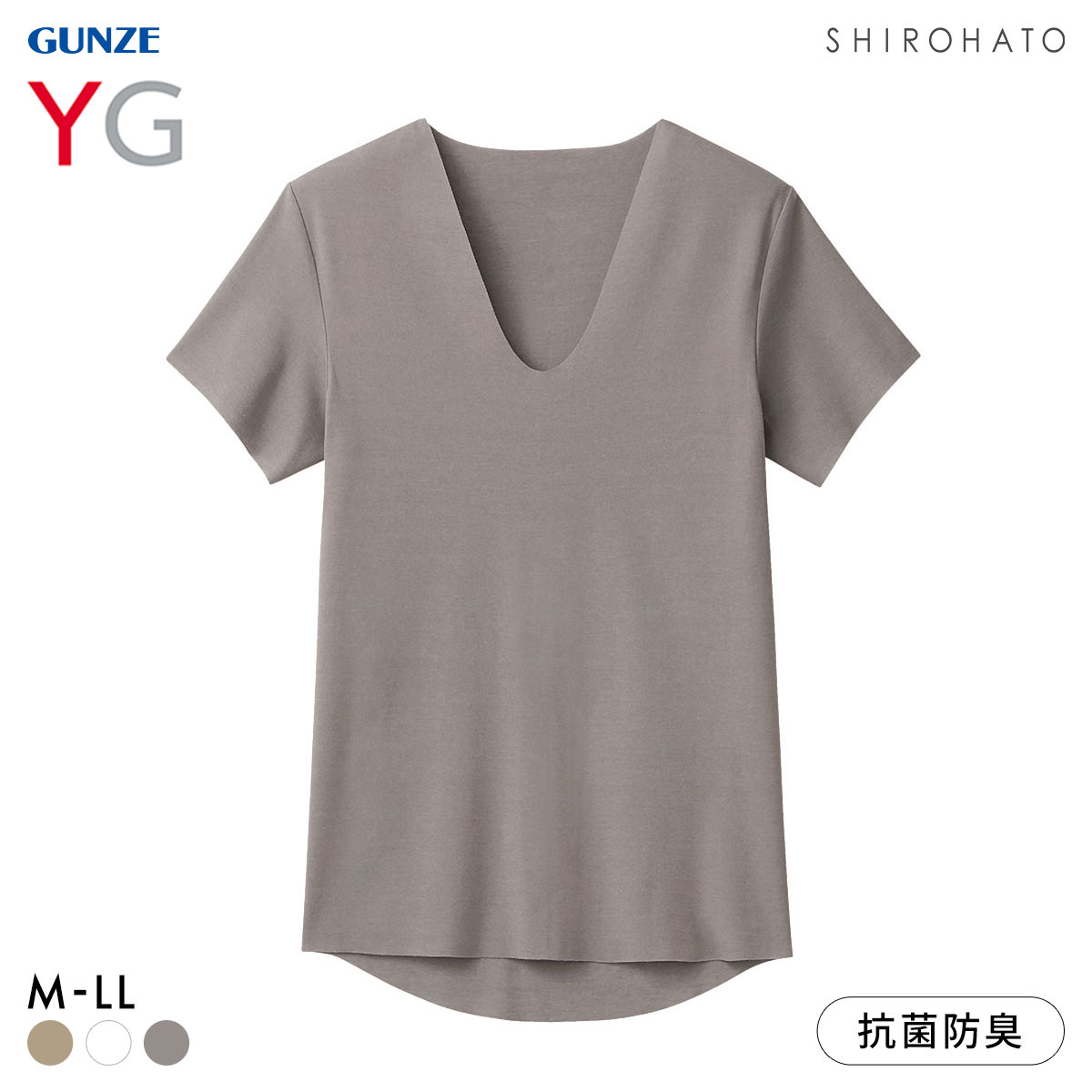 グンゼ YG カットオフ VネックTシャツ メンズ インナー GUNZE ワイジー 定番 大きさサイズ(DGY-濃グレー-M)