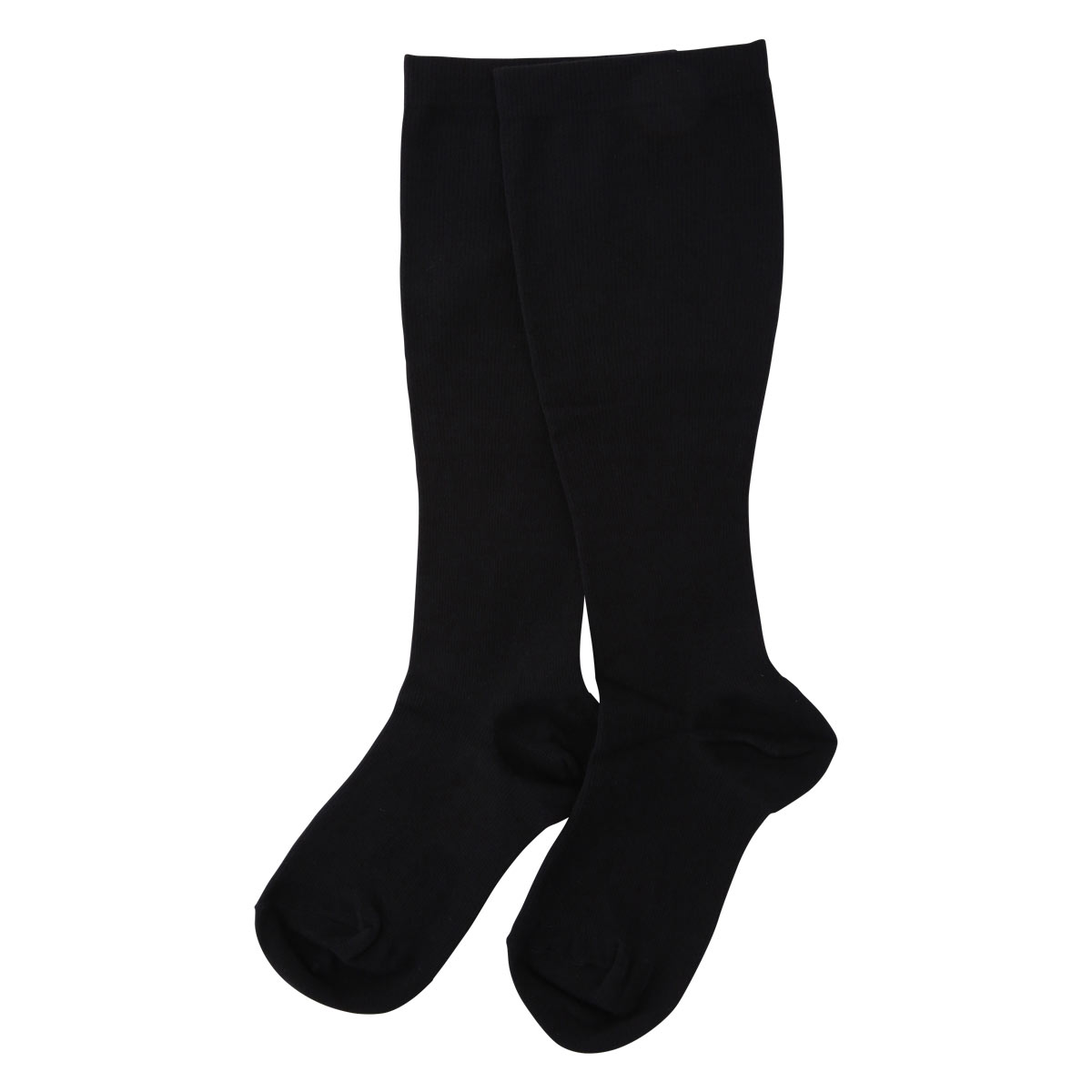 フリーフィット Free Fit ゆったり着圧 ソックス 靴下 ハイソックス 着圧 綿混 3L-4L 5L-6L 7L-8L 22-24cm 大きいサイズ プラスサイズ 日本製(BK-ブラック-3L-4L)