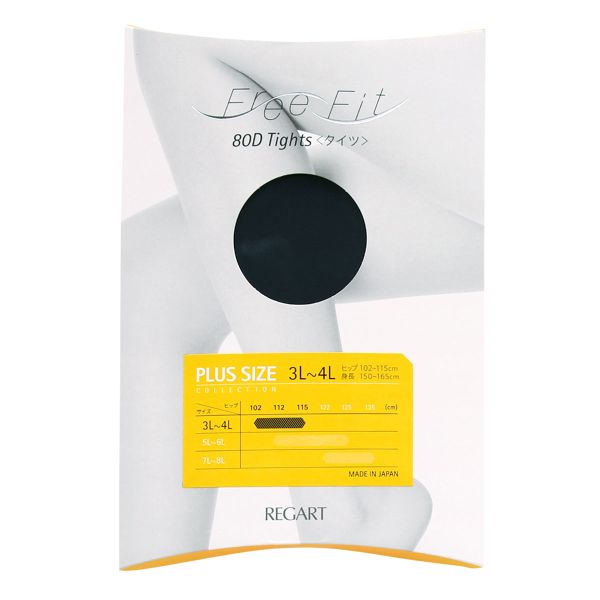 フリーフィット Free Fit ゆったりタイツ 80デニール 大きいサイズ プラスサイズ 3L-8L のびのび設計 レディース 日本製