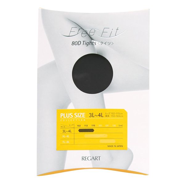 フリーフィット Free Fit ゆったりタイツ 80デニール 大きいサイズ プラスサイズ 3L-8L のびのび設計 レディース 日本製