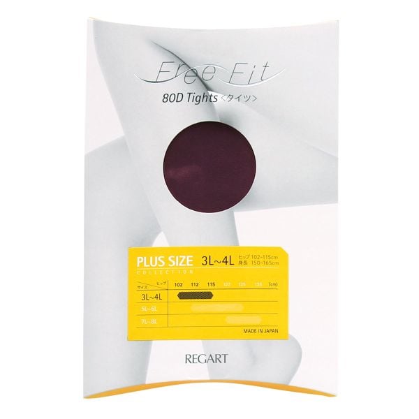 フリーフィット Free Fit ゆったりタイツ 80デニール 大きいサイズ プラスサイズ 3L-8L のびのび設計 レディース 日本製