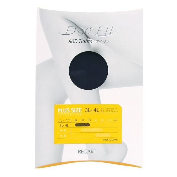フリーフィット Free Fit ゆったりタイツ 80デニール 大きいサイズ プラスサイズ 3L-8L のびのび設計 レディース 日本製
