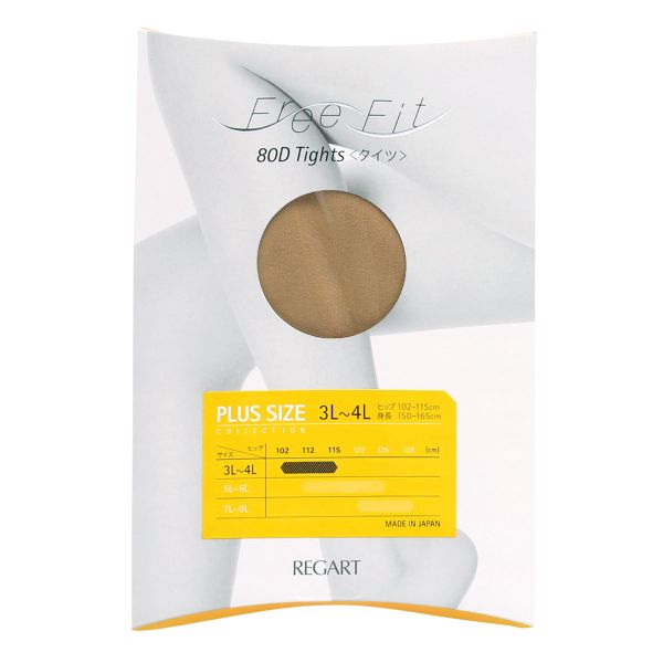 フリーフィット Free Fit ゆったりタイツ 80デニール 大きいサイズ プラスサイズ 3L-8L のびのび設計 レディース 日本製