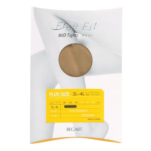 フリーフィット Free Fit ゆったりタイツ 80デニール 大きいサイズ プラスサイズ 3L-8L のびのび設計 レディース 日本製