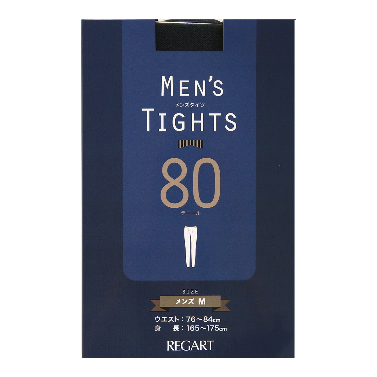 レガルト REGART メンズタイツ 80デニール ボトムス 前開き インナー スパッツ レギンス あったか 日本製(BK-ブラック-M)
