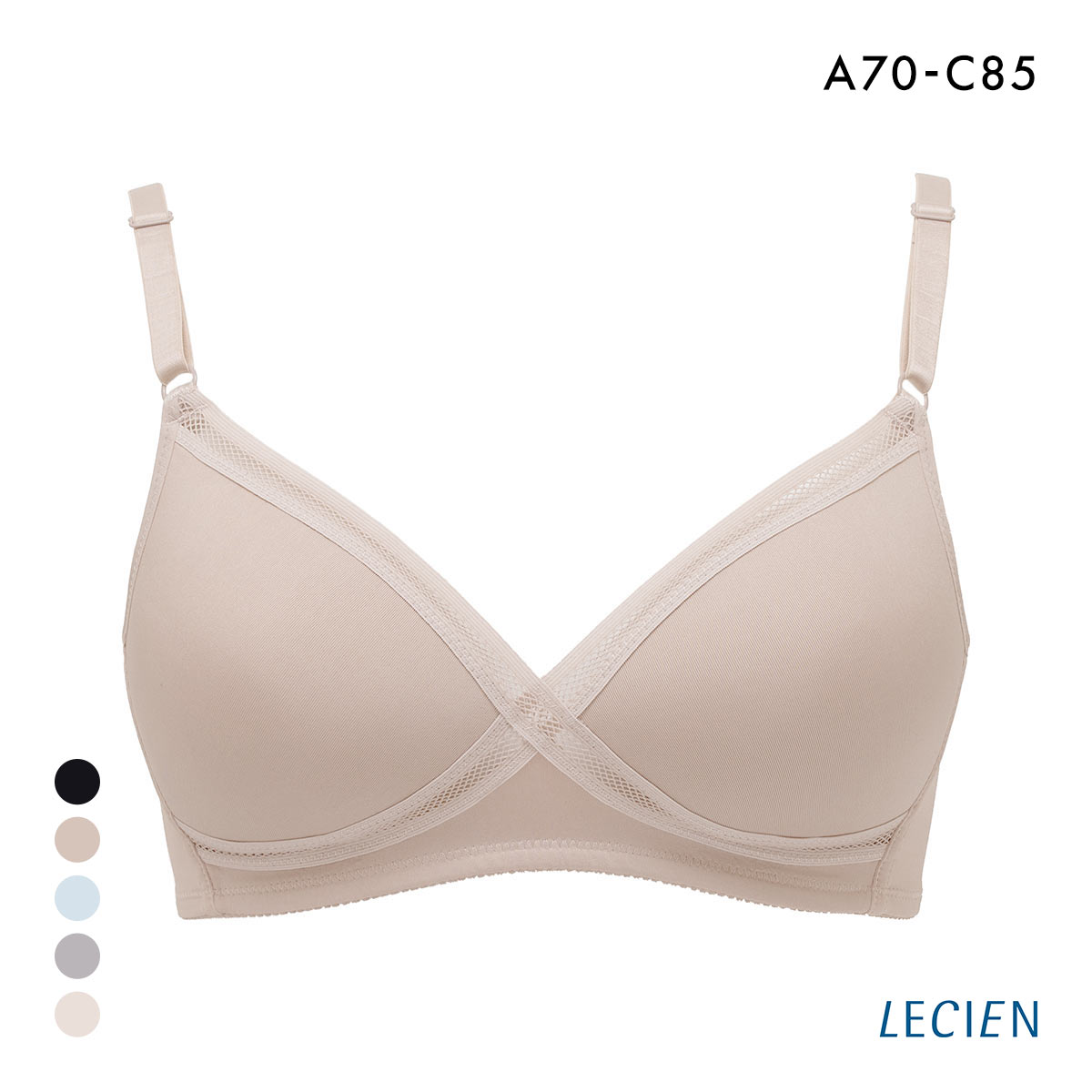ルシアン LECIEN グッドチョイス GOOD CHOICE ノンワイヤー ブラジャー ABC カップ裏メッシュ ワイヤレスブラ 夏 単品(BE-ベージュ-A70)