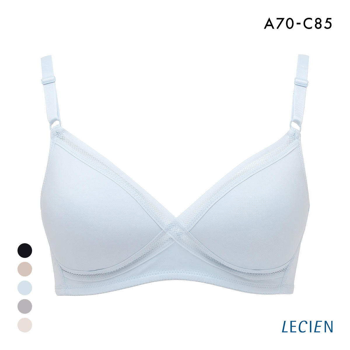 ルシアン LECIEN グッドチョイス GOOD CHOICE ノンワイヤー ブラジャー ABC カップ裏メッシュ ワイヤレスブラ 夏 単品(BLV-ブルーラベンダー-A70)