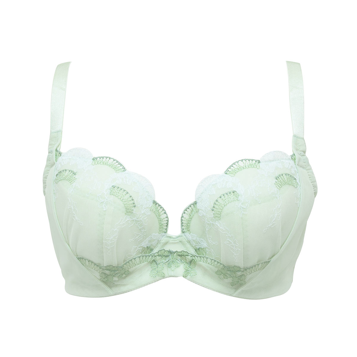 ルシアン LECIEN 大きめバスト専用 ミニマイザーブラ 4/5カップ ブラジャー EFG 脇高 脇肉 大きいサイズ 単品　グラマー(GR-グリーン-E75)
