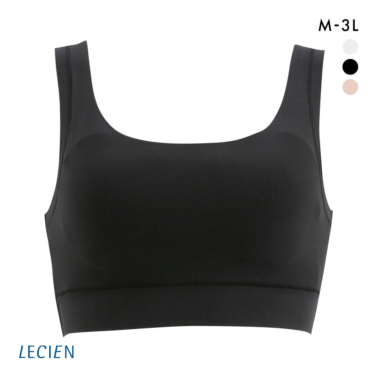ルシアン LECIEN わたしサイズにのびてピタっ マジカルフィット ハーフトップ ブラジャー M-L LL-3L 単品 ノンワイヤー(BK-ブラック-M-L)