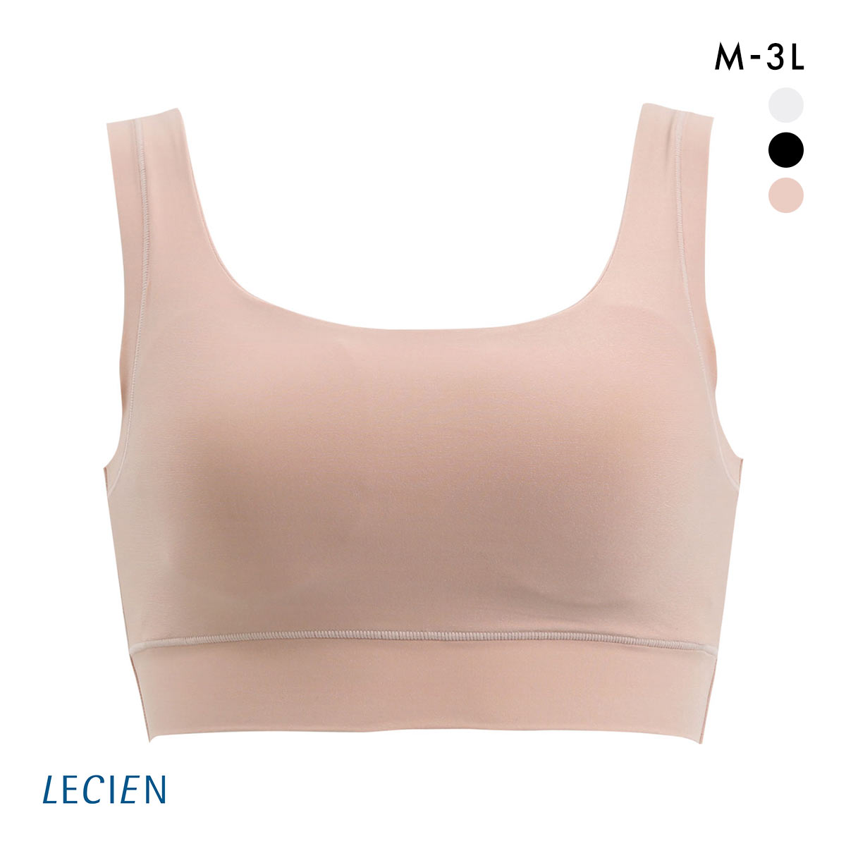 ルシアン LECIEN わたしサイズにのびてピタっ マジカルフィット ハーフトップ ブラジャー M-L LL-3L 単品 ノンワイヤー(PB-ピンクベージュ-M-L)