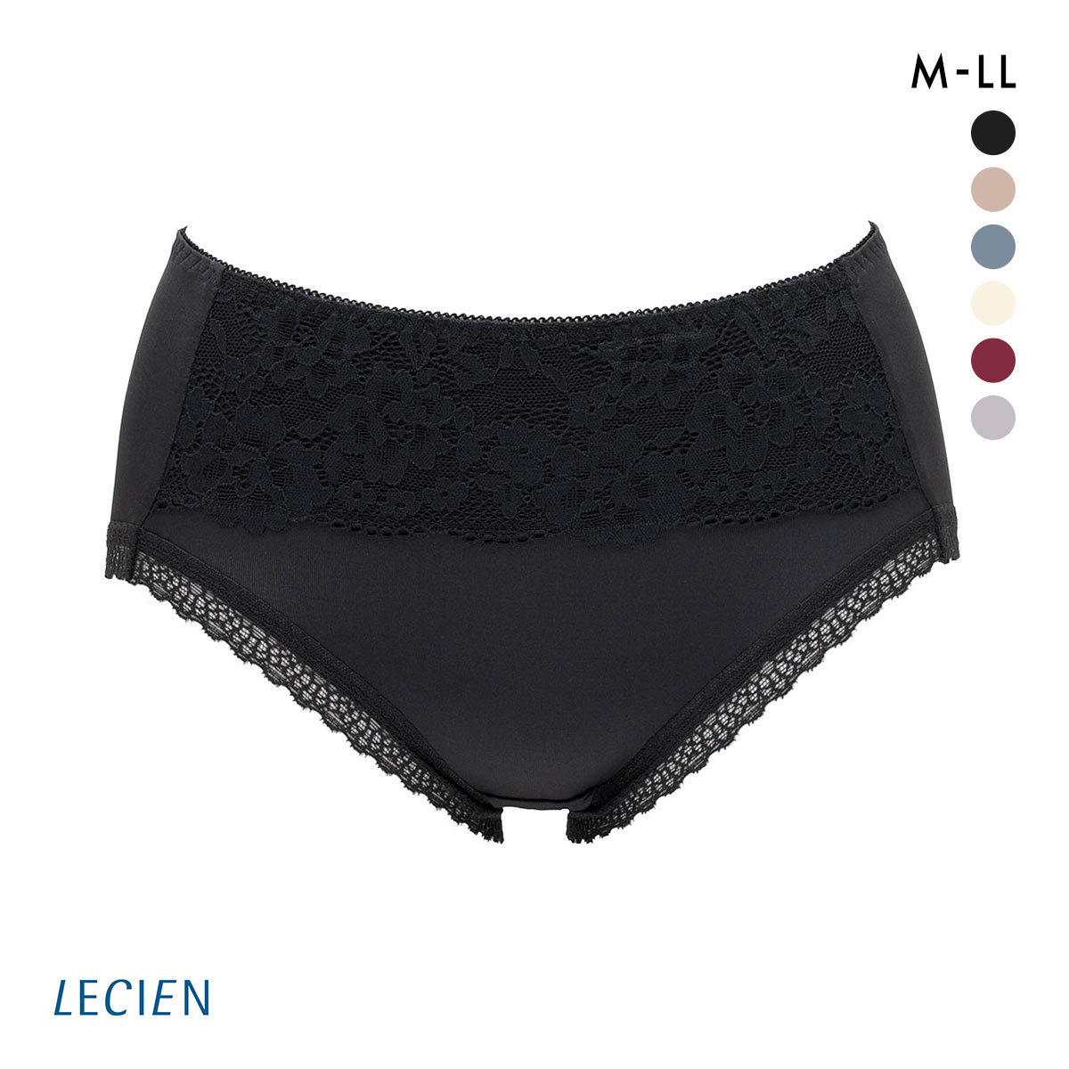 ルシアン LECIEN 肌フィット ショーツ はき込み深め スタンダード ノーマル 楽ワイヤー 肌にとけこむフィット感 M L LL(BK-ブラック-M)