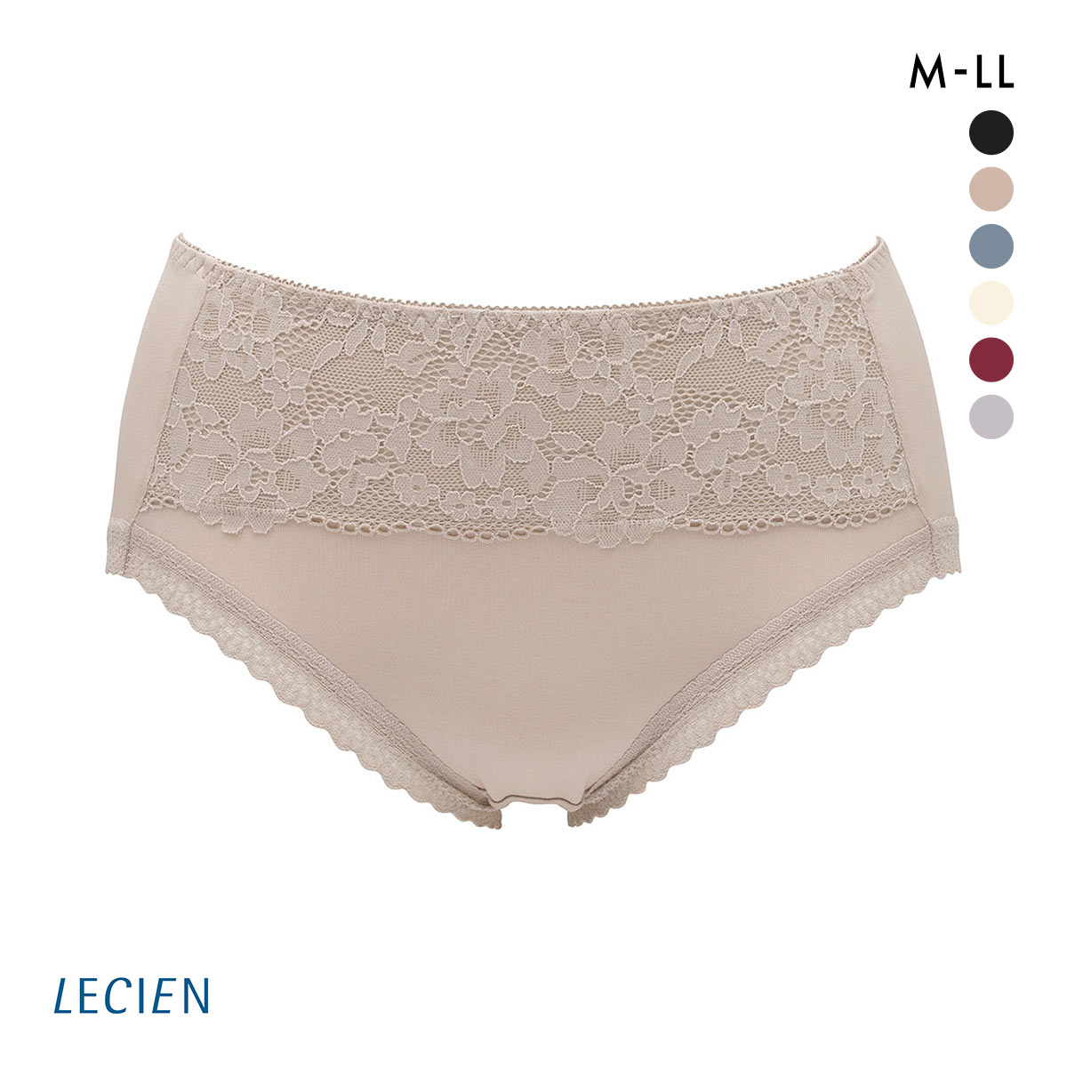 ルシアン LECIEN 肌フィット ショーツ はき込み深め スタンダード ノーマル 楽ワイヤー 肌にとけこむフィット感 M L LL(BE-ベージュ-M)