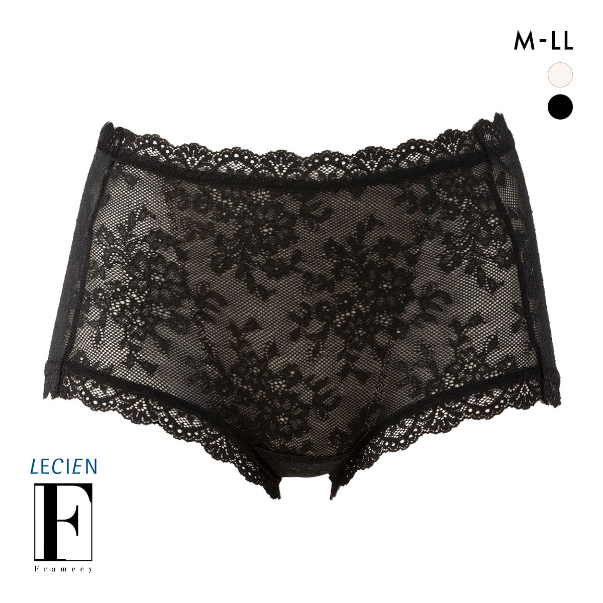 ルシアン Frameey 骨格ブラ ボーイズ ペアショーツ 総レース M L LL LECIEN フレーミー(BK-ブラック-M)