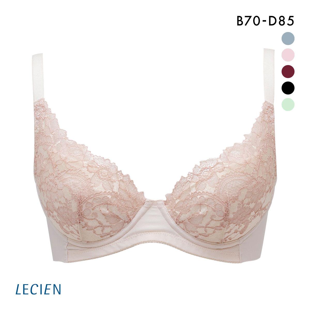 ルシアン LECIEN to Liftブラ 3/4カップ ブラジャー BCD 脇肉 脇高 美背中 カップリフト 単品(PE-ピーチ-B70)