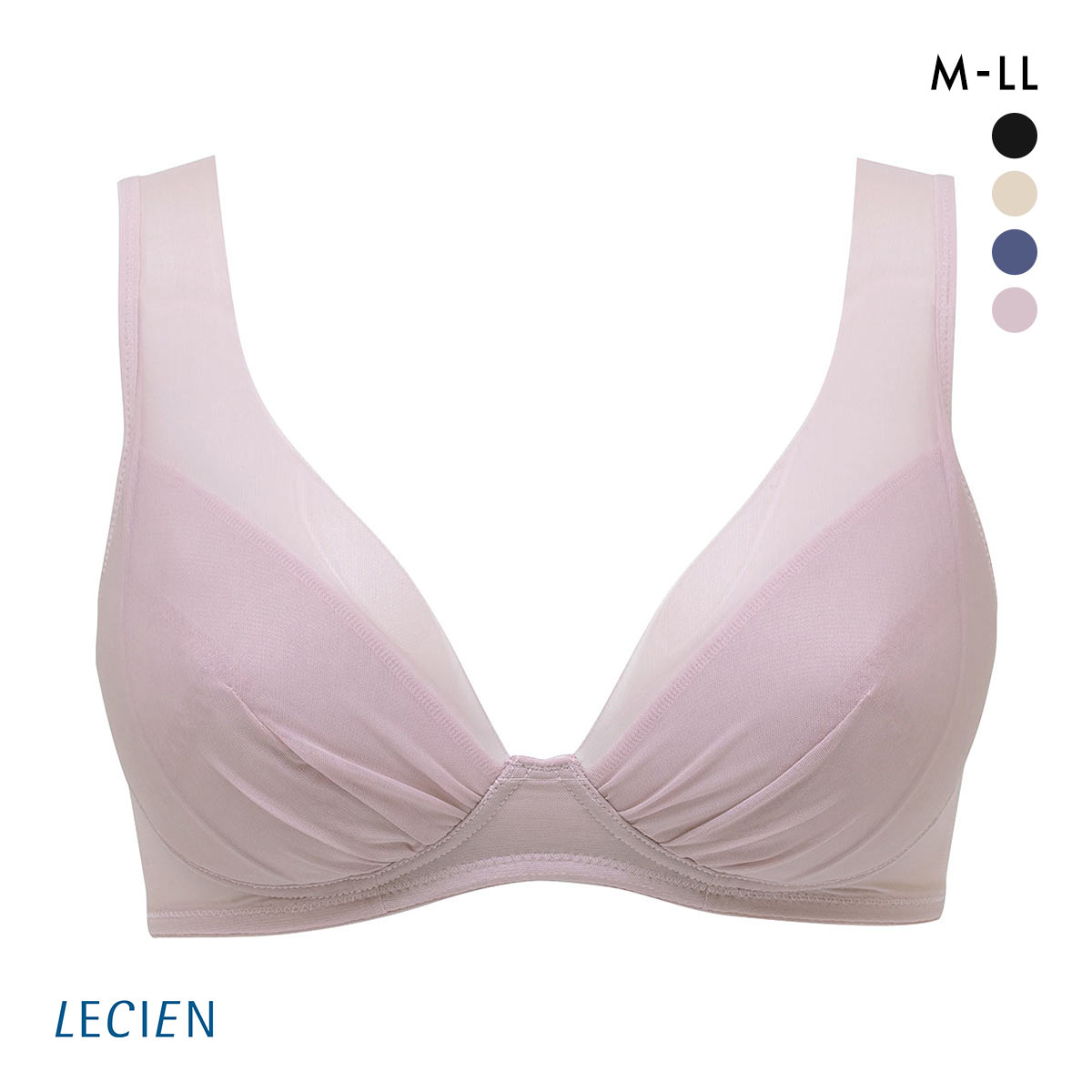 ルシアン LECIEN とにかく軽くて肩らくちん 4/5カップ ノンワイヤー ブラジャー M L LL 単品(RO-ローズ-M)