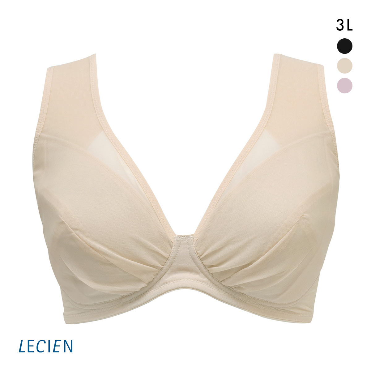 ルシアン LECIEN とにかく軽くて肩らくちん 4/5カップ ノンワイヤー ブラジャー 3L 大きいサイズ(BE-ベージュ-3L)