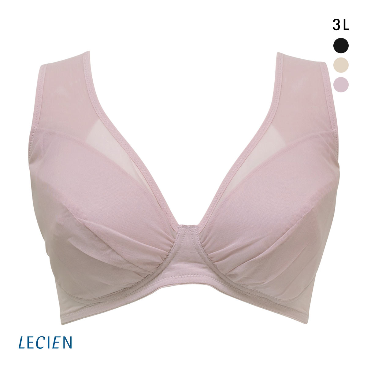 ルシアン LECIEN とにかく軽くて肩らくちん 4/5カップ ノンワイヤー ブラジャー 3L 大きいサイズ(RO-ローズ-3L)