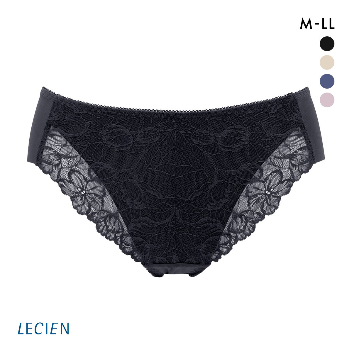 ルシアン LECIEN ショーツ スタンダード 上半身のお悩み解決 ノンワイヤーブラペア ノーマル M L LL 単品(BK-ブラック-M)