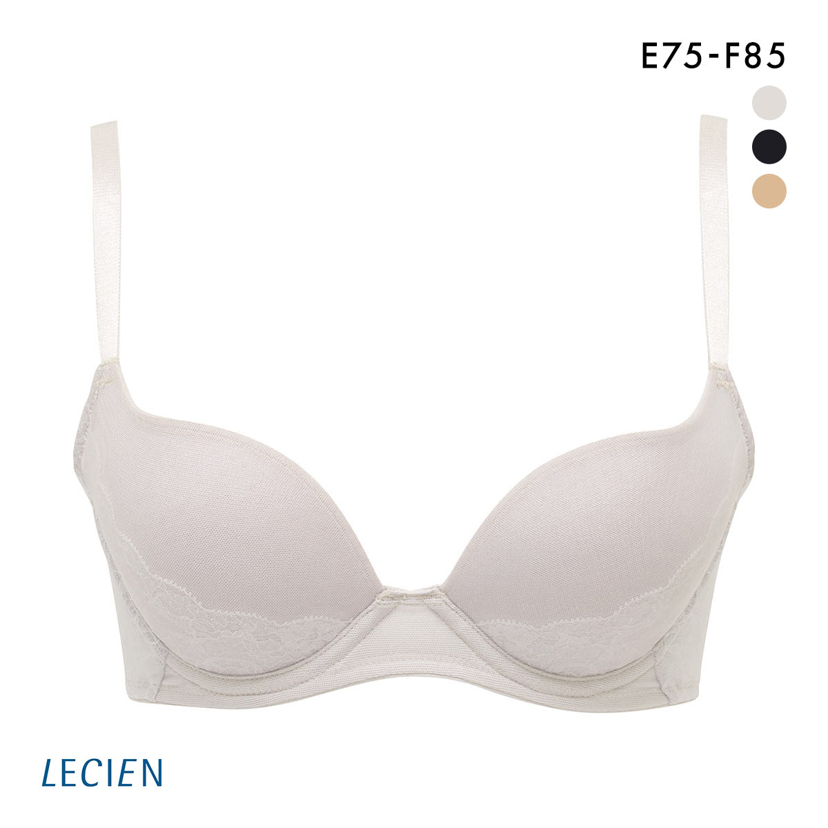 ルシアン LECIEN シルエット革命 バストの掟 ブラジャー EF 脇肉 脇高 単品 大きいサイズ(PGY-ピンクグレー-E75)