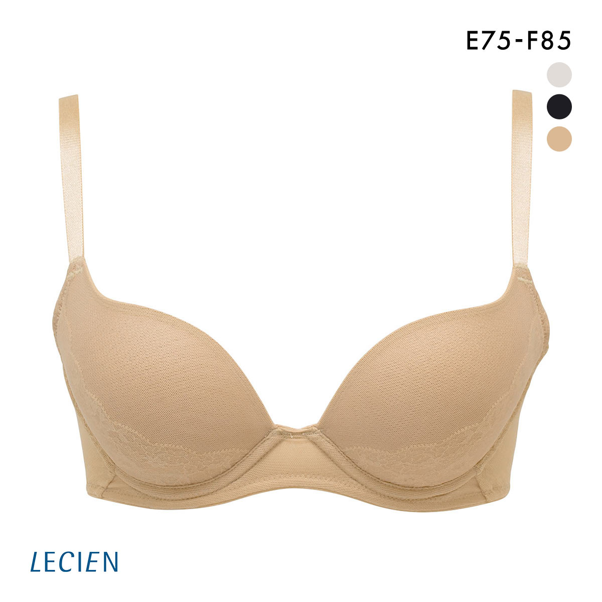 ルシアン LECIEN シルエット革命 バストの掟 ブラジャー EF 脇肉 脇高 単品 大きいサイズ(OC-オークル-E75)