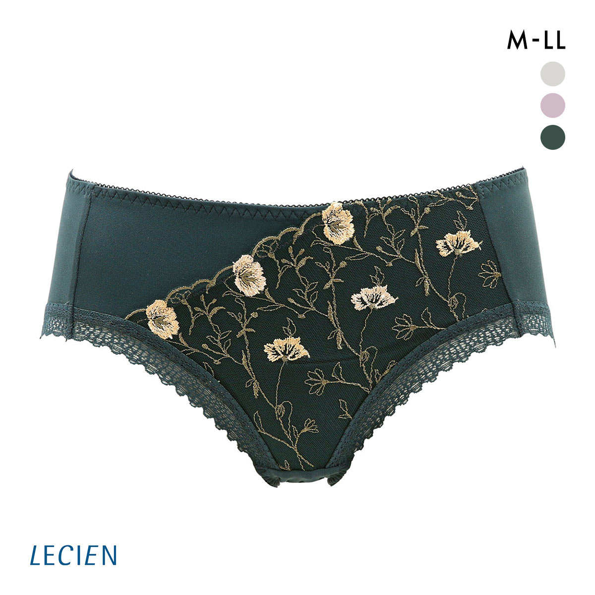 ルシアン LECIEN ふんわりUPブラ ペアショーツ ショーツ スタンダード M L LL 単品(DGR-濃グリーン-M)