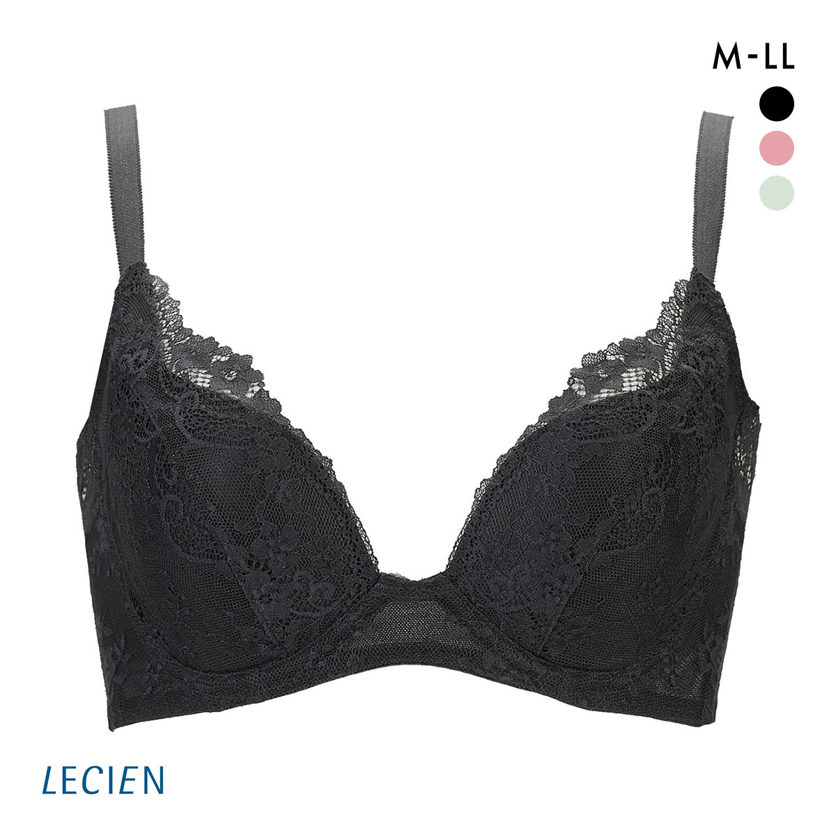 ルシアン メイクキープブラ ノンワイヤー ブラジャー 3/4カップ ワイヤレスブラ LECIEN  MAKE KEEP(BK-ブラック-M)