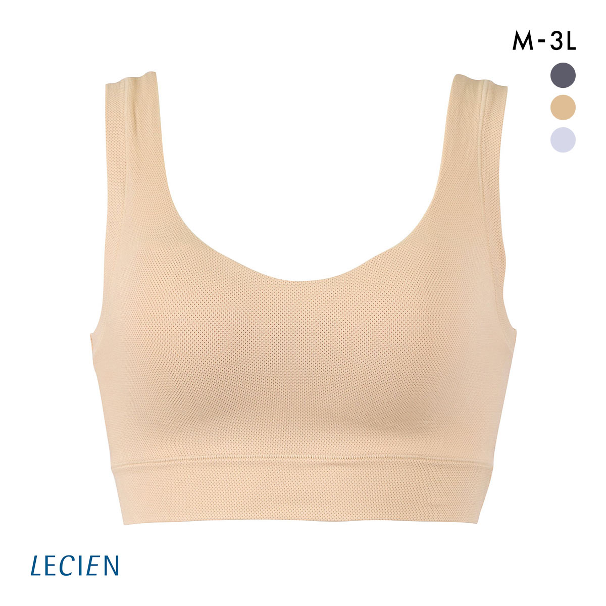 ルシアン マジカルフィット メッシュ ハーフトップ ブラジャー M-L LL-3L  わたしサイズにのびてピタっ LECIEN(BE-ベージュ-M-L)