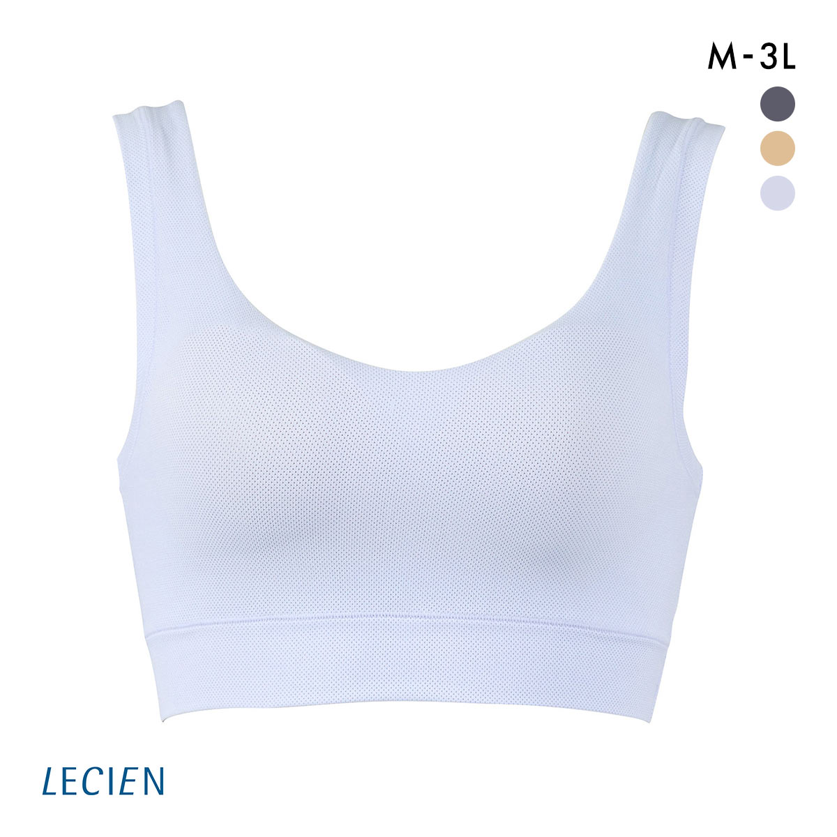 ルシアン マジカルフィット メッシュ ハーフトップ ブラジャー M-L LL-3L  わたしサイズにのびてピタっ LECIEN(LBU-薄ブルー-M-L)
