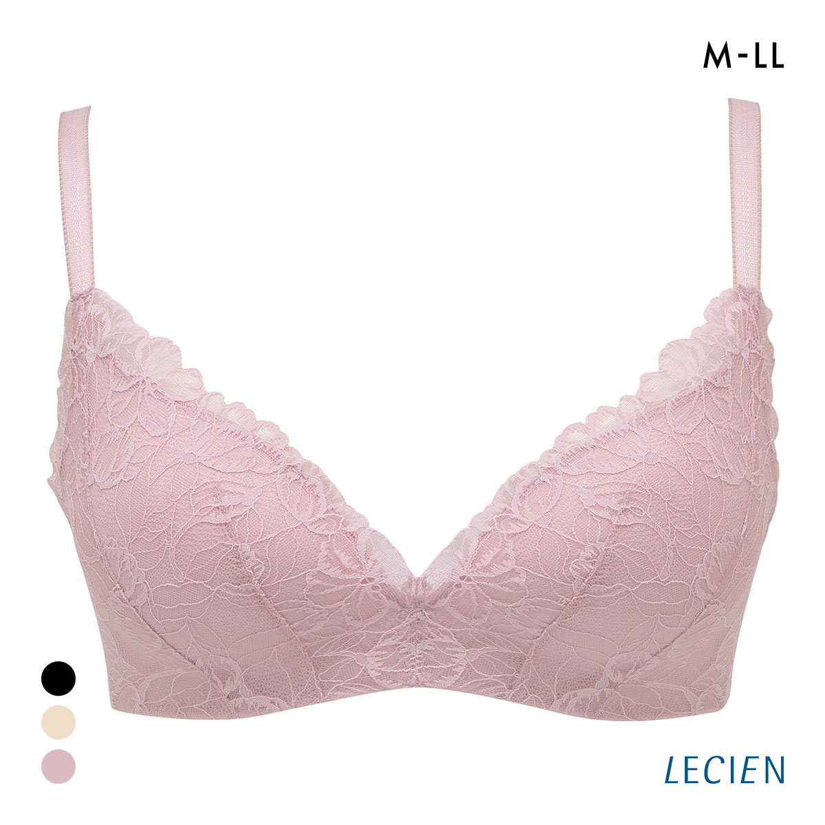 ルシアン 凸凹段差を解決 3/4カップ ノンワイヤー ブラジャー M L LL LECIEN(RO-ローズ-M)