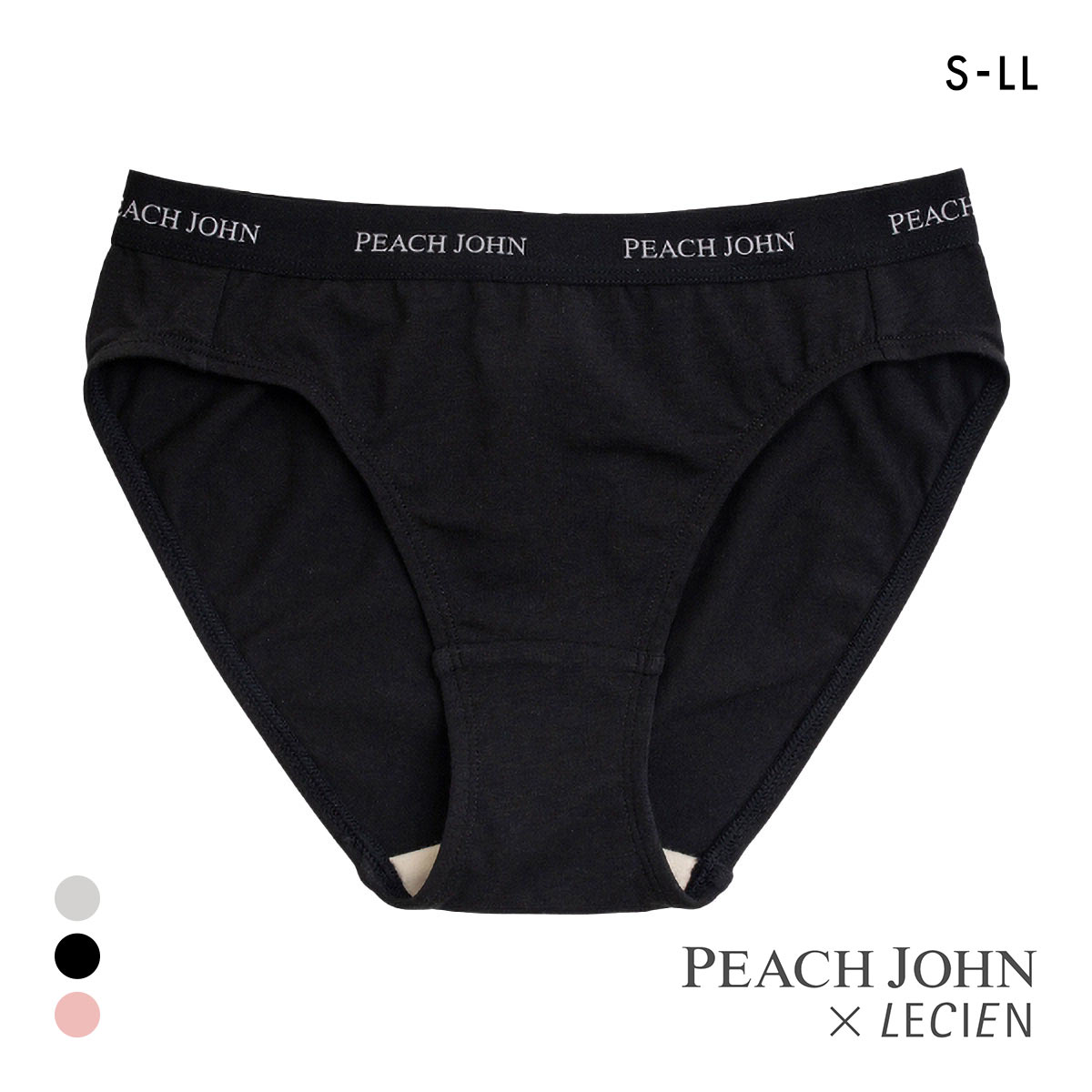 ルシアン PEACH JOHN×LECIEN ペアショーツ CASUALタイプ ティーン ピーチジョン PJコラボ パンツ ノーマルショーツ(BK-ブラック-S)