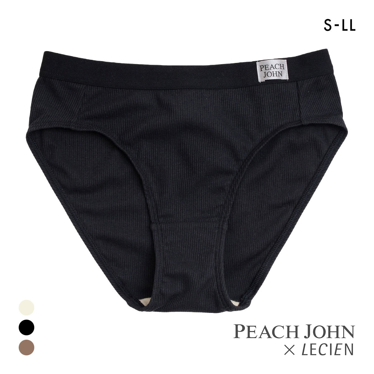 ルシアン PEACH JOHN×LECIEN  ノーマルショーツ セットショーツ リブ NEW BASICタイプ LECIEN ティーン ピーチジョン PJコラボ(BK-ブラック-S)