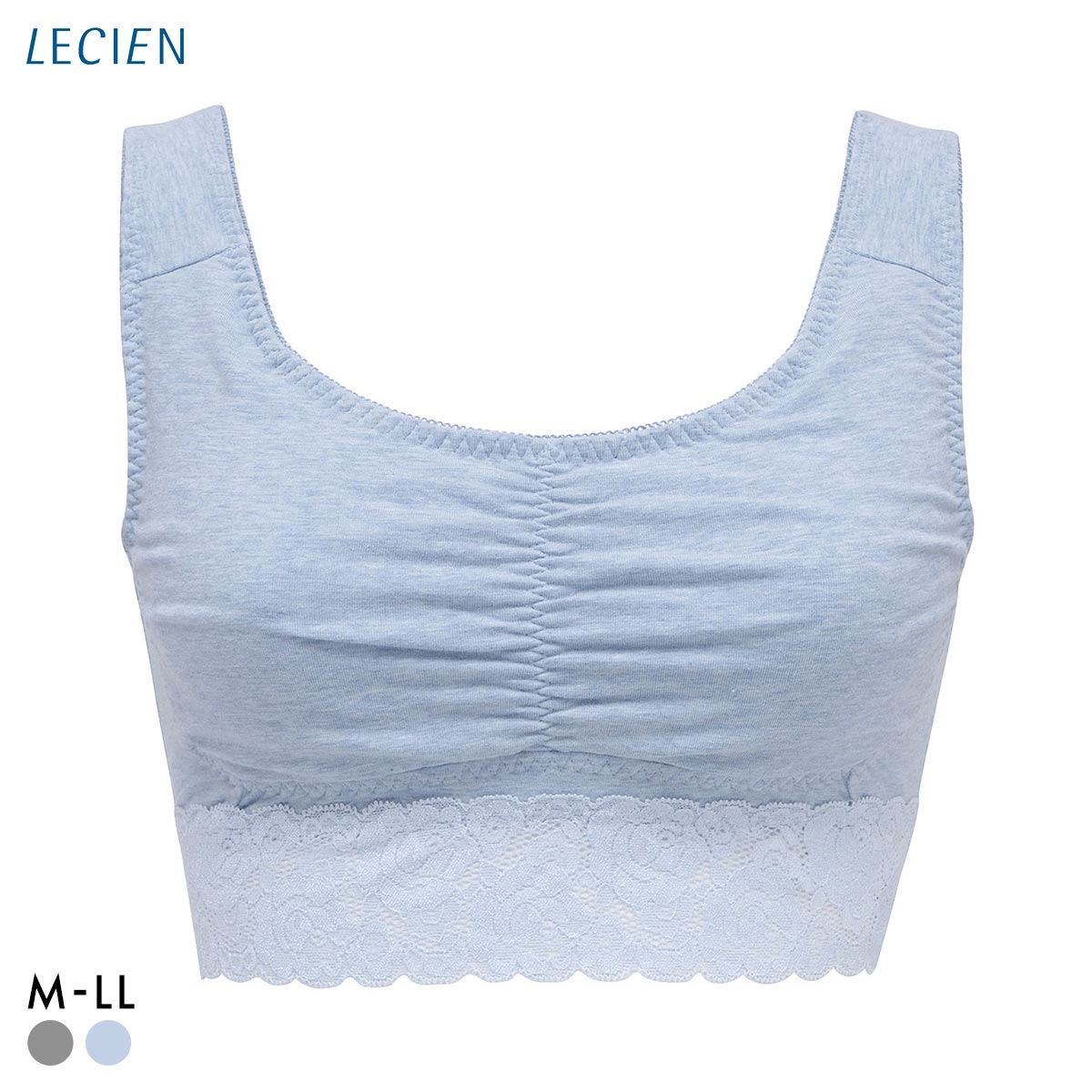 ルシアン LECIEN ナイトサポート ブラ 裏パイルタイプ 就寝用 ハーフトップ ノンワイヤー ナイトブラ M L LL 単品(BU-ブルー-M)