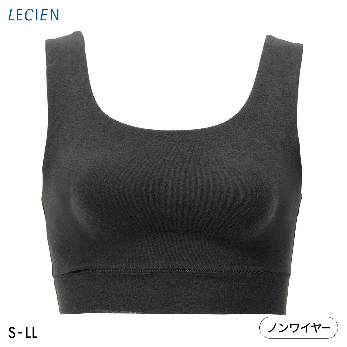 ルシアン マジカルフィット ジュニア ハーフトップ 綿混タイプ リラックス ファーストブラ S-M L-LL ノンワイヤー LECIEN(BK-ブラック-S-M)