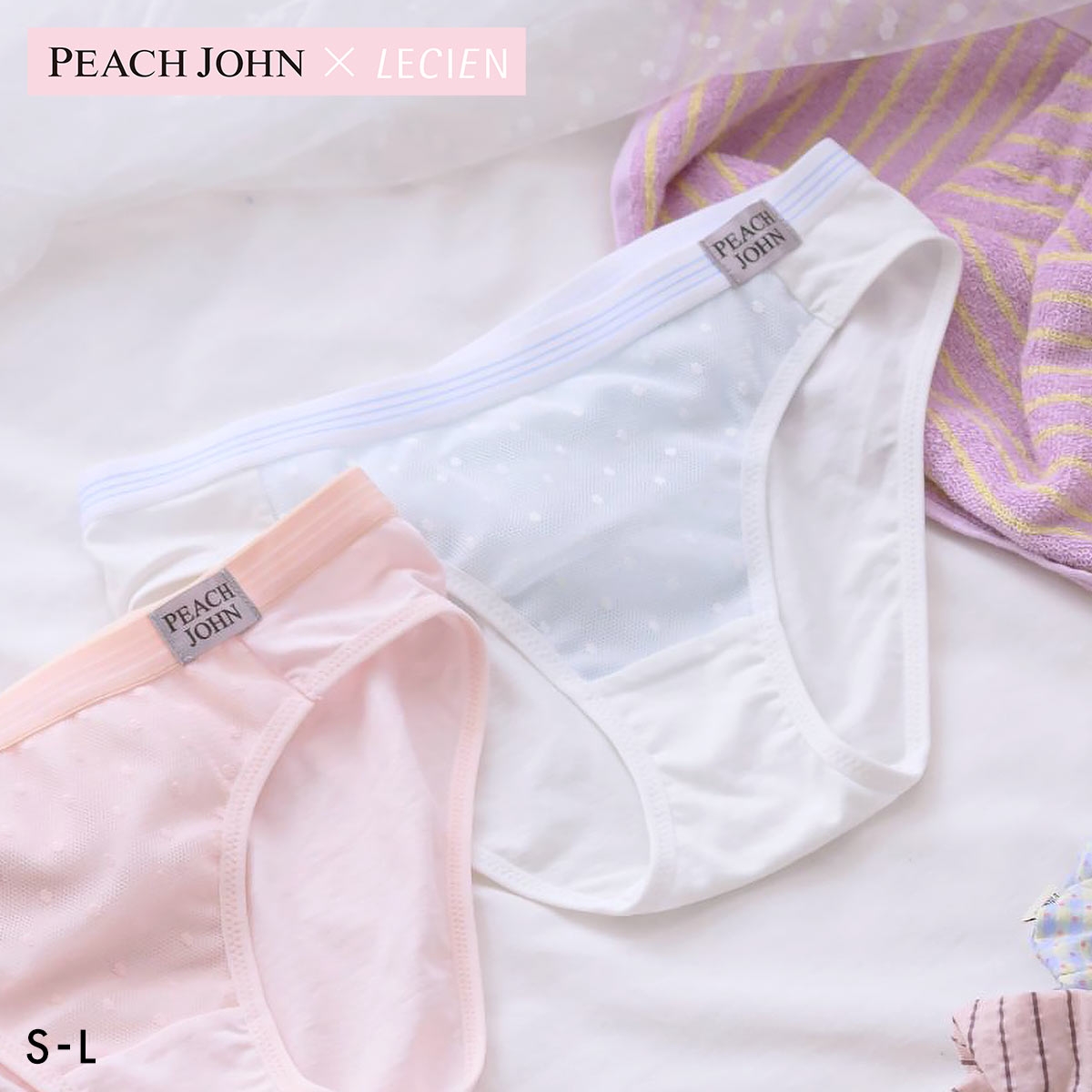 ルシアン PEACH JOHN×LECIEN ペアショーツ ドット NEW BASIC ティーン ピーチジョン PJコラボ パンツ ノーマルショーツ 下着(OW-オフホワイト-S)