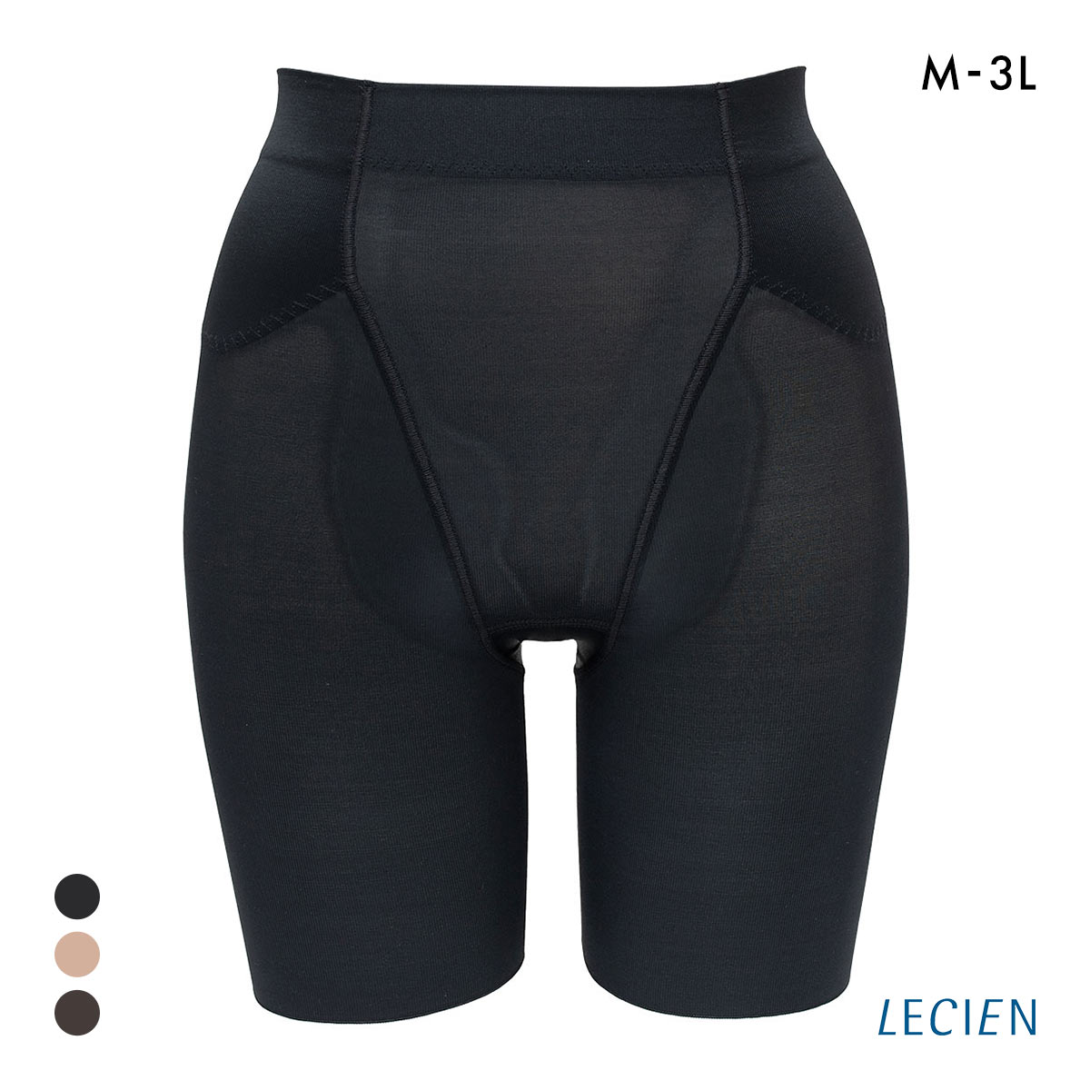 ルシアン はいて実感 下半身のお悩み解決 浮き輪肉撃退 ガードル パンツ M･L･LL ロング丈 補正下着 ソフト LECIEN(BK-ブラック-M)