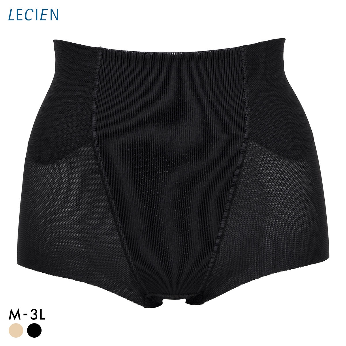 ルシアン はいて実感 下半身のお悩み解決 浮き輪肉撃退 パンツ メッシュ 吸汗速乾 ガードル ショート丈 M･L･LL･3L 補正下着 LECIEN(BK-ブラック-M)