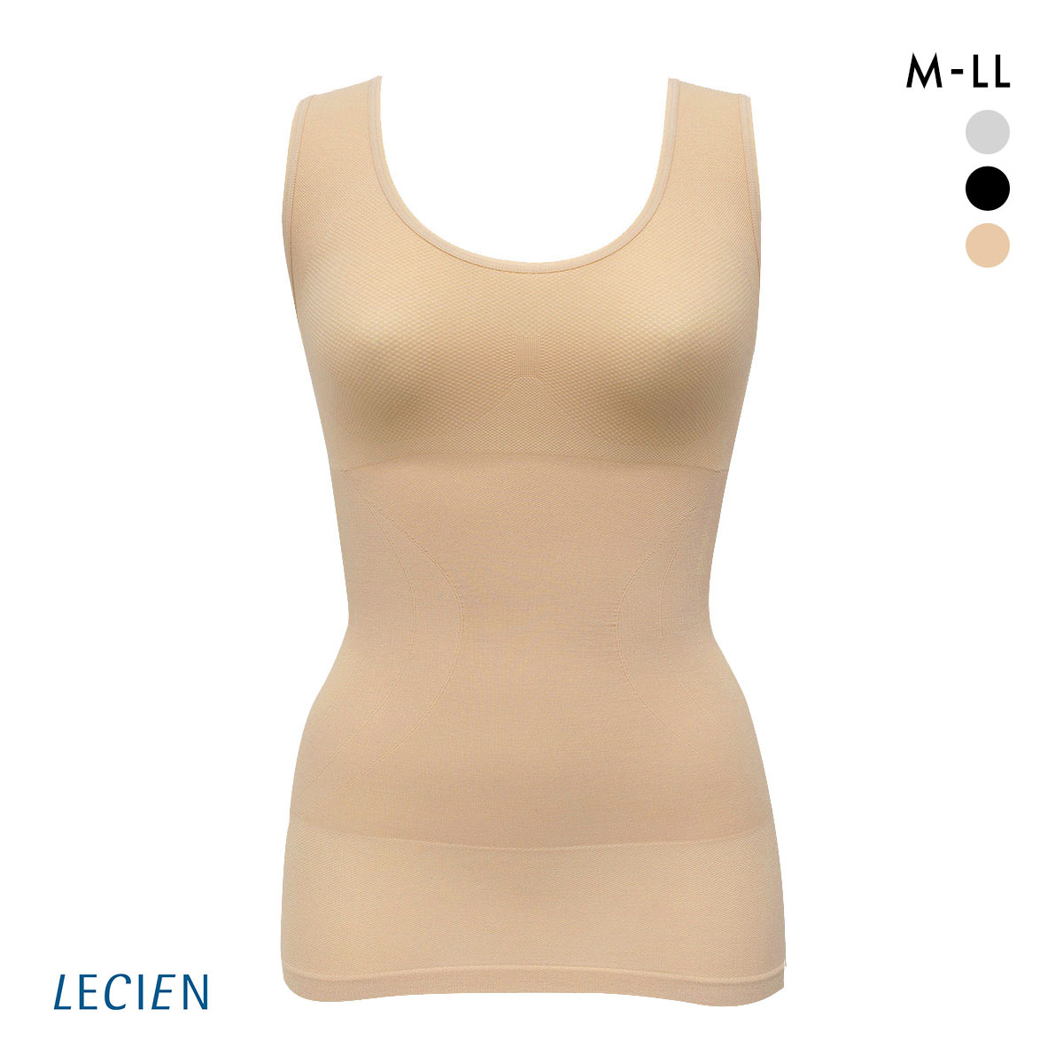 ルシアン LECIEN PowerShape タンクトップ 細くみせるインナー DailyLiner シェイパー 吸汗速乾  M L LL 成型(BE-ベージュ-M)