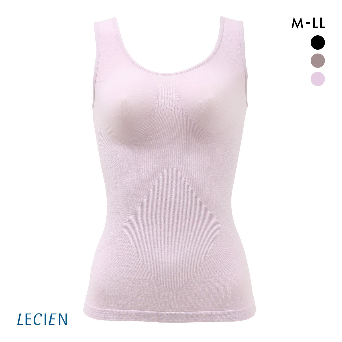 ルシアン 細くみせるインナー パワーシェイプ　タンクトップ インナー M L LL シェイパー 裏パイル 成型 LECIEN PowerShape(LV-ラベンダー-M)